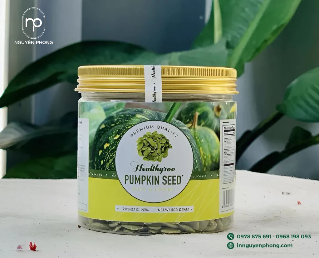 tem dán niêm phong cho hộp đựng hạt bí